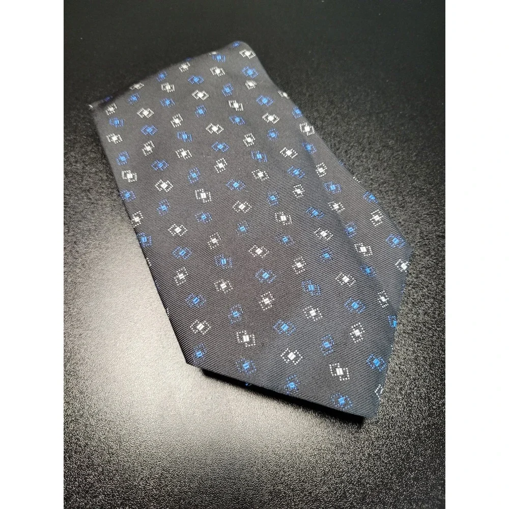 Polo Ralph Lauren Men's Necktie Navy Blue Geometric Silk 3.75